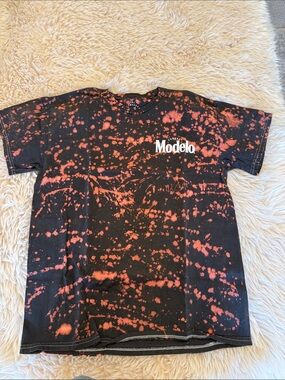 ModelCo Black and Red Bleach-Splatter Short Sleeve Tee